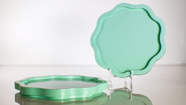 WAVES GREEN ROUND TRAY