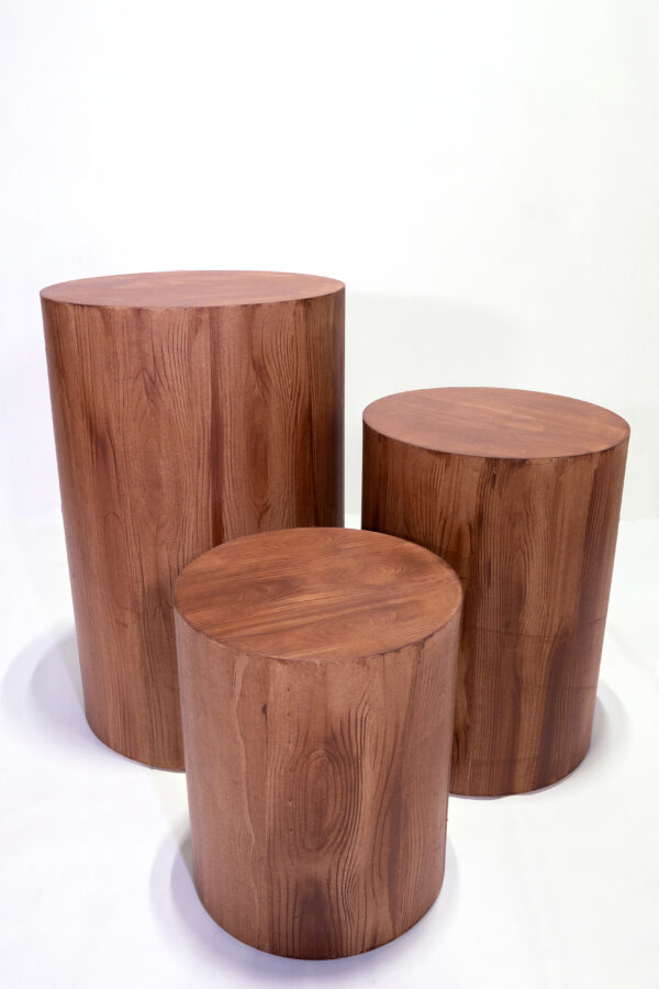 DARK WOOD PEDESTAL SET