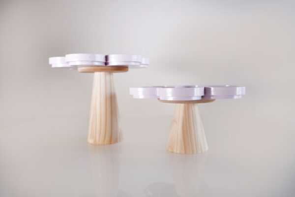 DAISY WOOD AND LILAC CAKE STAND - Image 3