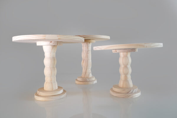 NATURAL WOOD CAKE STAND LOW - Image 2