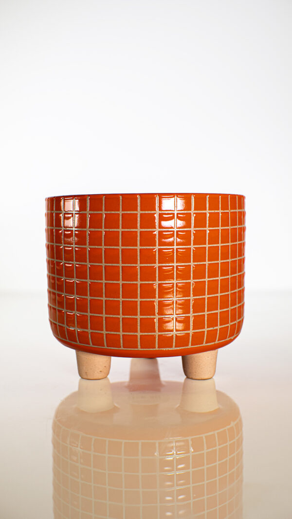 SMALL ORANGE GRID VASE