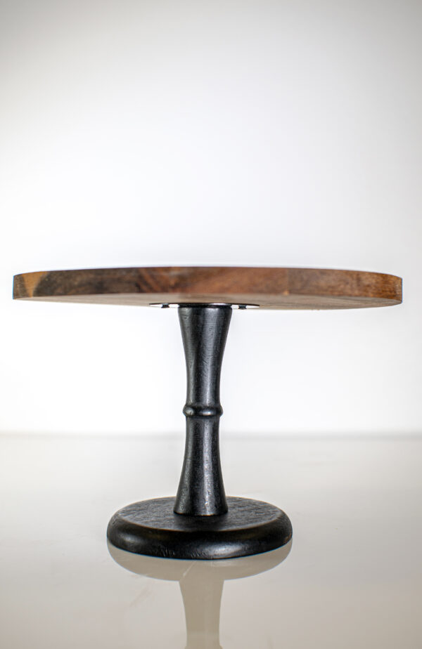 BLACK AND WOOD MEDIUM CAKE STAND