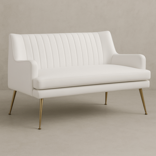 WHITE VELVET LOVE SEAT