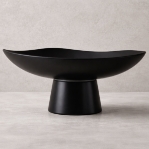 MEDIUM BLACK PORCELAIN CAKE STAND